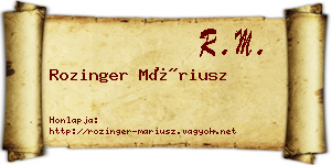 Rozinger Máriusz névjegykártya
